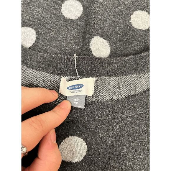 Old Navy Womens Crew neck 3/4 Sleeve Sweater Dress Gray White Polka Dot Size XS - Picture 2 of 4